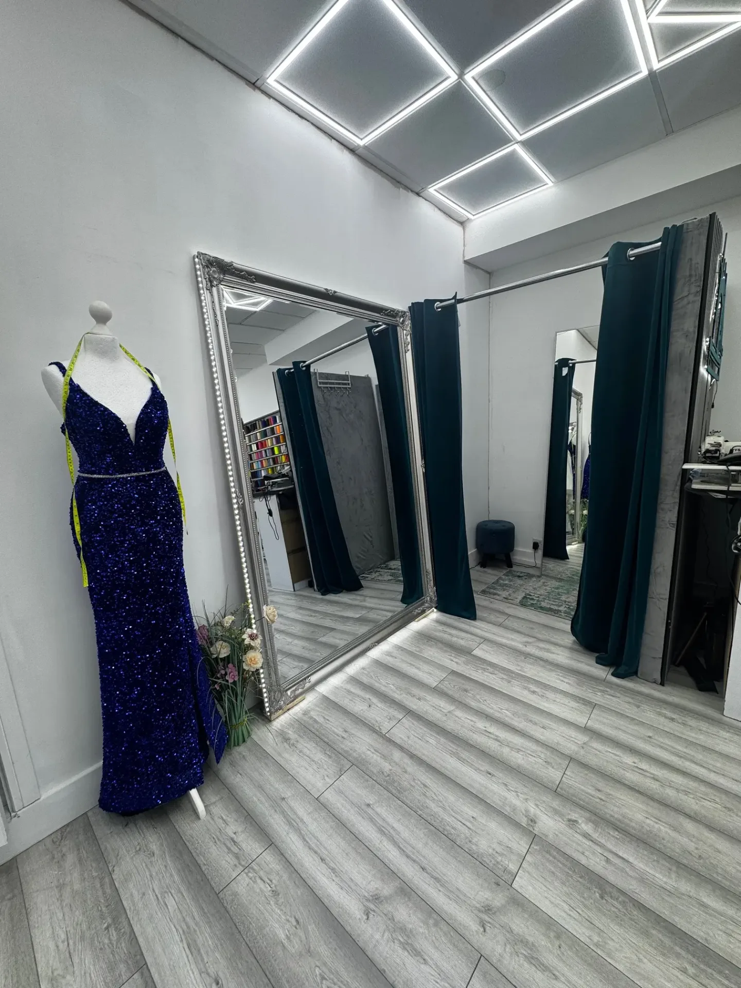 Platinum Tailors fitting room with mannequin and mirror in South Croydon